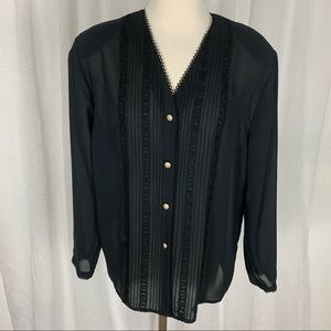 Vintage Josephine black Victorian blouse